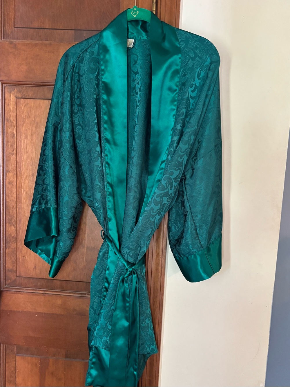 Victoria's Secret Teal Satin Jacquard Kimono Robe